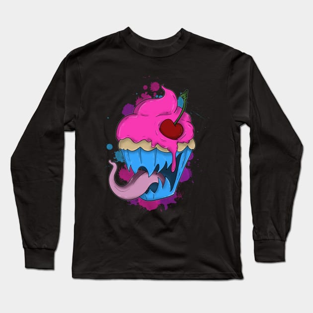 Cannibalistic Cupcake Long Sleeve T-Shirt by schockgraphics